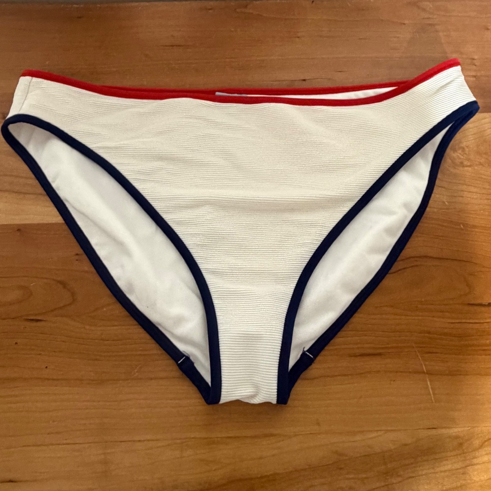 Shade & Shore Nautical Ribbed Bikini Set Red White Blue 38DD Large - Picture 2 of 8